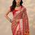 Red red printed banarasi georgette saree with unstitched blouse piece