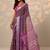 purple printed georgette saree with unstitched blouse piece