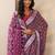 purple printed georgette saree with unstitched blouse piece