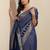 blue embellished saree with unstitched blouse piece