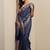 blue embellished saree with unstitched blouse piece