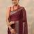 maroon printed chiffon saree with unstitched blouse piece