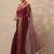 maroon printed chiffon saree with unstitched blouse piece