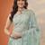 sea green embroidered nylon saree with unstitched blouse piece
