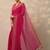 pink printed chiffon saree with unstitched blouse piece