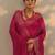 pink printed chiffon saree with unstitched blouse piece