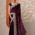 maroon embroidered organza saree with unstitched blouse piece