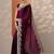 maroon embroidered organza saree with unstitched blouse piece