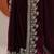maroon embroidered organza saree with unstitched blouse piece