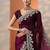 maroon embroidered organza saree with unstitched blouse piece