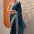 blue embroidered organza saree with unstitched blouse piece