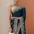 blue embroidered organza saree with unstitched blouse piece