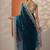 blue embroidered organza saree with unstitched blouse piece