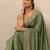 green embellished crepe sarees with unstitched blouse piece