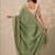 green embellished crepe sarees with unstitched blouse piece