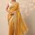 yellow embellished crepe sarees with unstitched blouse piece