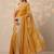 yellow embellished crepe sarees with unstitched blouse piece