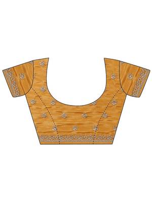 yellow embellished crepe sarees with unstitched blouse piece 3