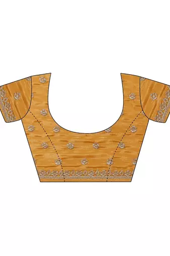 yellow embellished crepe sarees with unstitched blouse piece