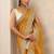 yellow embellished crepe sarees with unstitched blouse piece