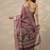purple printed cotton blend sarees with unstitched blouse piece