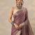purple printed cotton blend sarees with unstitched blouse piece