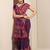 purple solid cotton blend saree with unstitched blouse piece