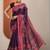 purple solid cotton blend saree with unstitched blouse piece