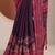 purple solid cotton blend saree with unstitched blouse piece