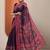 purple solid cotton blend saree with unstitched blouse piece