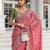 peach embroidered saree with unstitched blouse piece