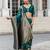 teal woven design saree with unstitched blouse piece