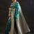 teal woven design saree with unstitched blouse piece