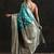 teal woven design saree with unstitched blouse piece