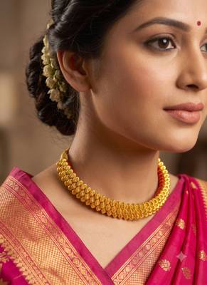Maharashtrian gold plated thushi choker necklace for women and girls 1