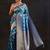 blue woven design saree with unstitched blouse piece