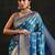 blue woven design saree with unstitched blouse piece