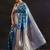 blue woven design saree with unstitched blouse piece