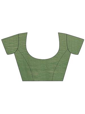 green beads embellished saree with zari embellished saree and a blouse piece 4