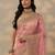 pink embroidered nylon saree with unstitched blouse piece
