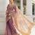 lavender embroidered nylon saree with unstitched blouse piece