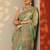 sea green embroidered banarasi nylon saree with unstitched blouse piece
