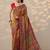 mustard printed saree with unstitched blouse piece