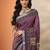 purple printed saree with unstitched blouse piece