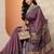 purple printed saree with unstitched blouse piece