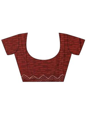 red batik print cotton saree 3