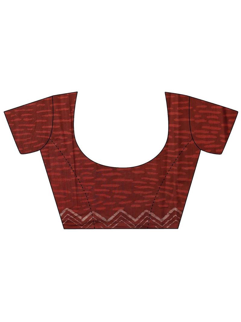 red batik print cotton saree