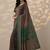 green printed saree with unstitched blouse piece