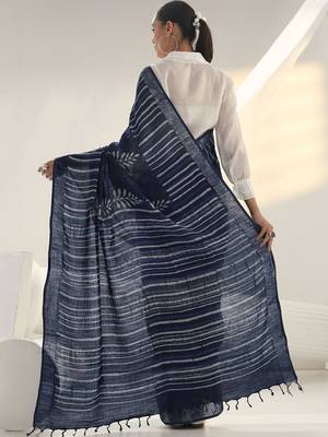 blue indigo dabu print cotton saree 2