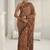 brown bagru print cotton saree